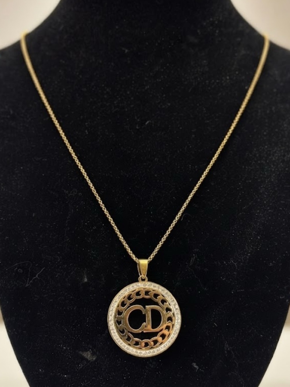 Brand New !!  Gold-Tone 'CD' Logo Pendant Necklace